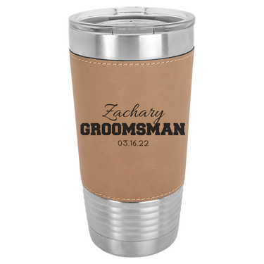 Personalized 20oz Leatherette Groomsmen Tumbler Gift